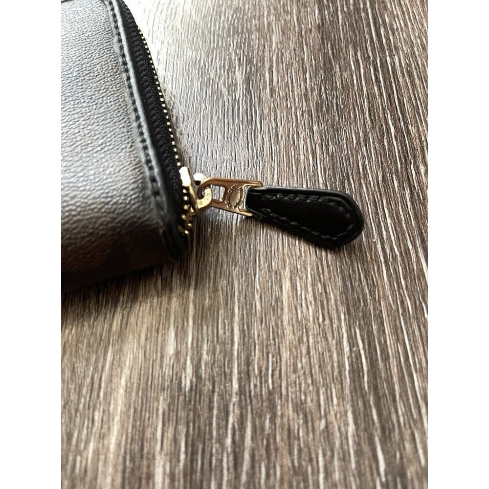 Coach Long Zip Around Wallet In Signature Canvas Brown Black Gold Tone Hardware - Picture 12 of 16